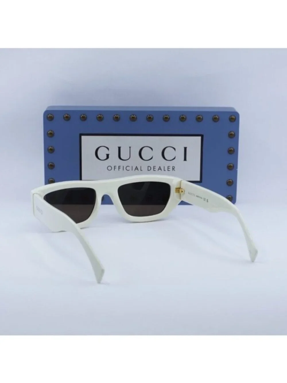 Gucci GG1134S 003 Rectangle Sunglasses - Ivory/Brown